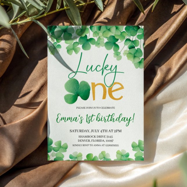 Lucky One Shamrock 1st Birthday Inbjudningar (Skapare uppladdad)