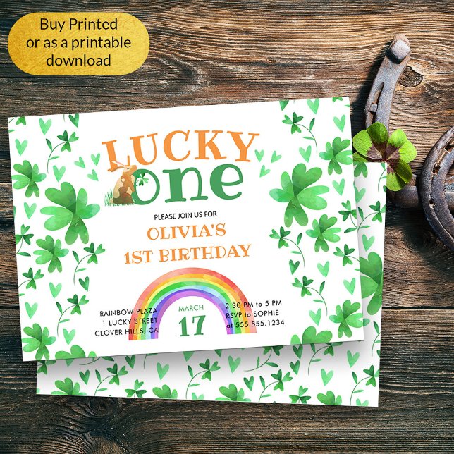 Lucky One Shamrock 1st Birthday Inbjudningar (Lucky One Sweet First Birthday Invitation)