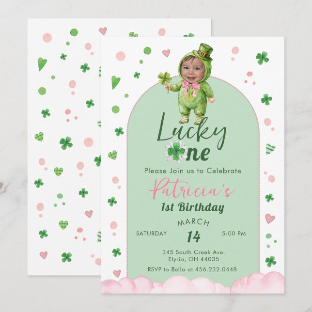 Lucky One St Patrick Birthday Photo Inbjudningar (Fram/baksida)