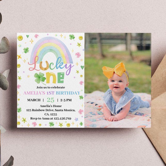 Lucky One St Patrick Day Birthday Photo-inbjudan Tack Kort (Skapare uppladdad)