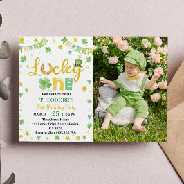 Lucky One St Patrick Day Birthday Photo-inbjudan Tack Kort