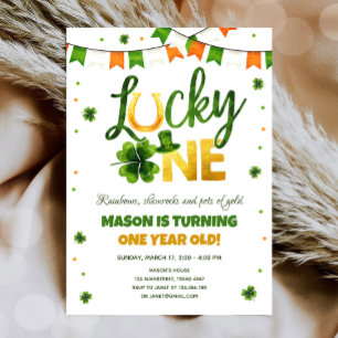 Lucky One St. Patrick Day Boy First Birthday Inbjudningar