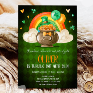Lucky One St. Patrick Day Boy First Birthday Inbjudningar