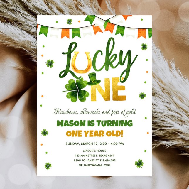 Lucky One St. Patrick Day Boy First Birthday Inbjudningar (Skapare uppladdad)