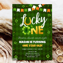 Lucky One St. Patrick Day Boy First Birthday Inv