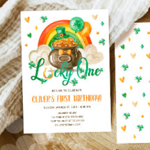 Lucky One St. Patrick Day Boy First Birthday Inv