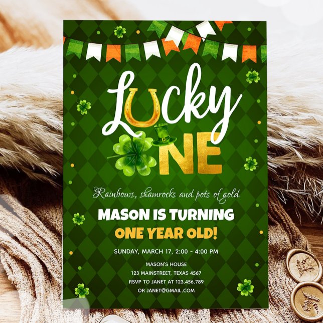Lucky One St. Patrick Day Boy First Birthday Inv Inbjudningar (Skapare uppladdad)
