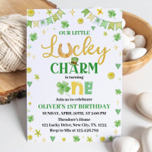 Lucky One St patrick's day 1st Birthday-inbjudan