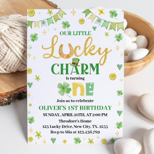 Lucky One St patrick's day 1st Birthday-inbjudan Inbjudningar