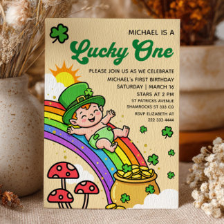Lucky One St.Patrick's Day 1st Birthday Party  Inbjudningar