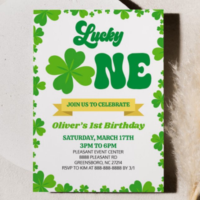 Lucky ONE St. Patrick's Day 1st Birthday Party Inbjudningar (Skapare uppladdad)