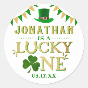 Lucky One St. Patrick's Day 1st Birthday Runt Klistermärke