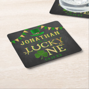 Lucky One St. Patrick's Day 1st Birthday Underlägg Papper Kvadrat