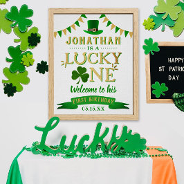 Lucky One St. Patrick's Day 1st Birthday Välkommen Poster