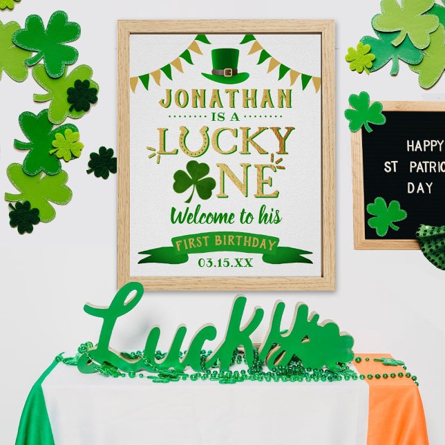 Lucky One St. Patrick's Day 1st Birthday Välkommen Poster (Skapare uppladdad)