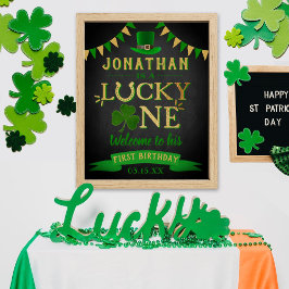 Lucky One St. Patrick's Day 1st Birthday Välkommen Poster