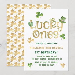 Lucky One   St patrick's day 2 första födelsedag Inbjudningar