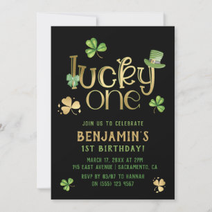 Lucky One St patrick's day First Birthday Invita Inbjudningar
