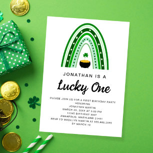 Lucky One St. Patrick's Day First Födelsedagsfest Inbjudningar