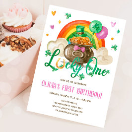 Lucky One St. Patrick's Day Girl First Birthday in Inbjudningar