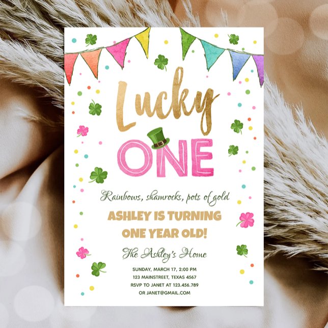 Lucky One St. Patrick's Day Girl First Birthday Inbjudningar (Skapare uppladdad)
