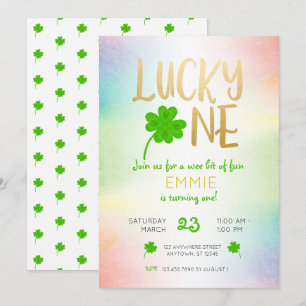 Lucky One St. Patricks Day Shamrock Birthday Inbjudningar