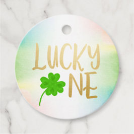 Lucky one St. Patricks Day Shrock Round Gåvor Etiketter