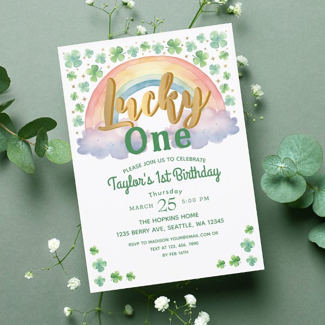 Lucky One St Patricks Kids 1:a födelsedagen Inbjudningar (Skapare uppladdad)