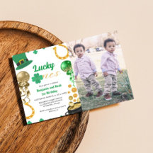Lucky One Twin 1st Birthday St patrick's day Boy