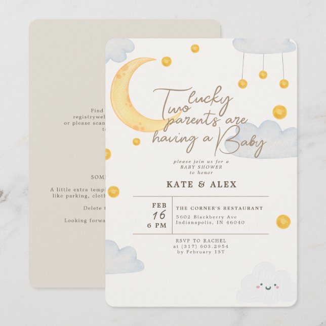 Lucky Patrick's Gender Neutral Baby Shower Inbjudningar (Fram/baksida)