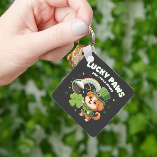 "Lucky Paws St. Patrick's Day Valp" Nyckelring (Hand)