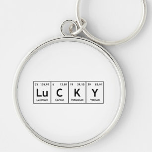 LuCKY Periodic Bord Inslag Ord kemi Symbol Rund Silverfärgad Nyckelring