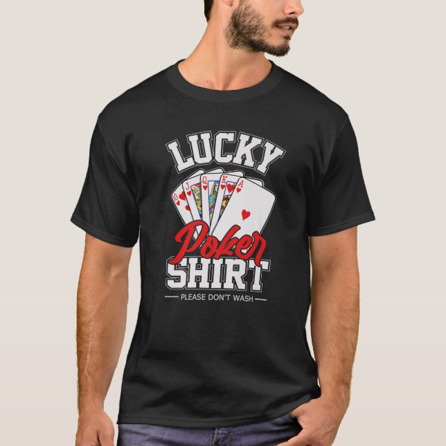 Lucky Poker Funny Poker Player-kort T Shirt (Framsida)