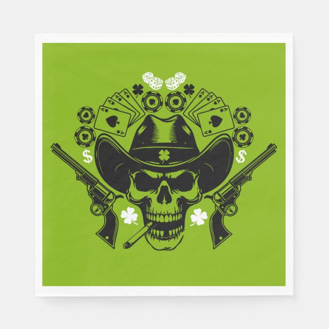 Lucky Poker Skull Pappersservett (Framsidan)