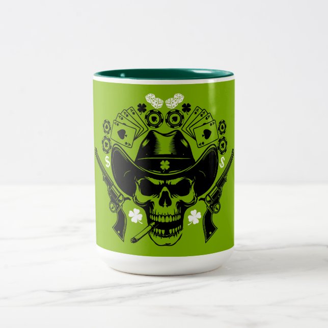 Lucky Poker Skull Två-Tonad Mugg (Center)