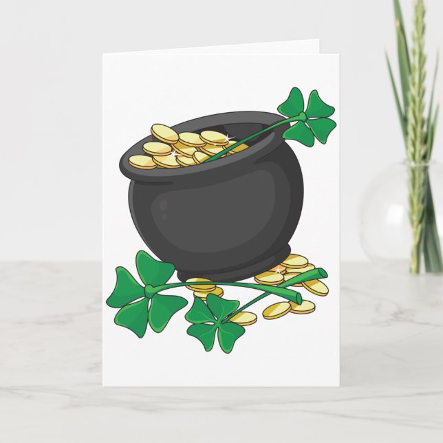 Lucky Pot of Guld Greeting Cards Kort (Framsida)