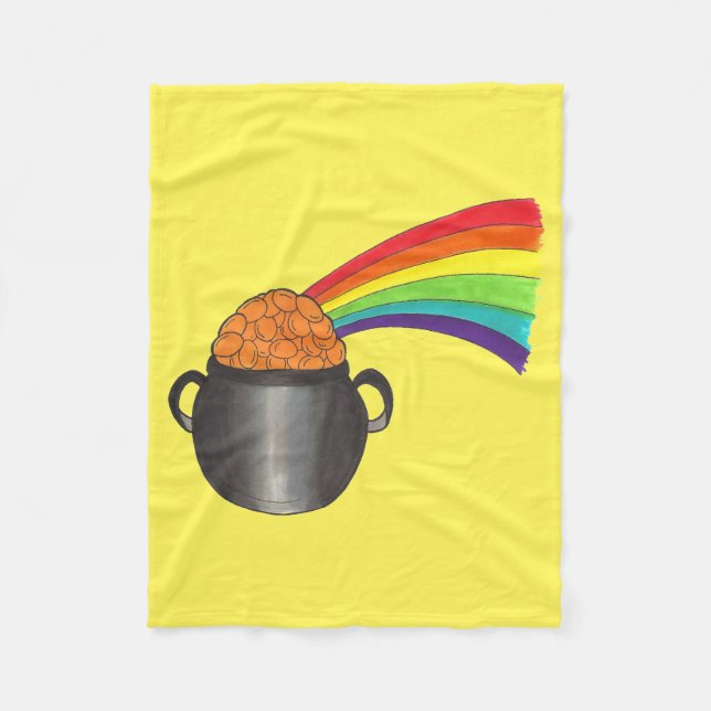 Lucky Pot of Guld Rainbow Saint patrick's day Fleecefilt (Framsidan)