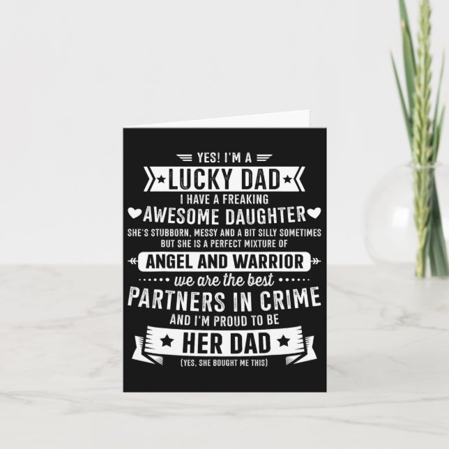 Lucky Proud Pappa Fantastisk dotter för Fars dag B Kort (Framsida)