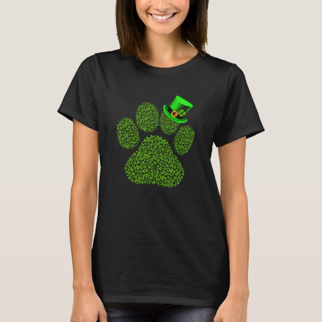 Lucky Pug Tass Hund Cat Irish Shamrock St Patrick  T Shirt (Framsida)