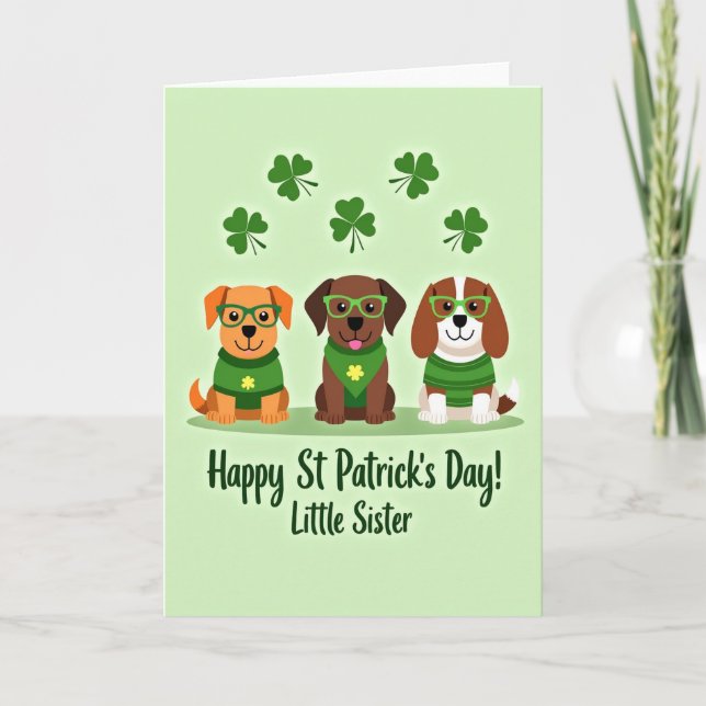 Lucky Pups Happy St Patricks Card Kort (Framsida)
