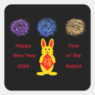Lucky Rabbit #2 Stickers Fyrkantigt Klistermärke
