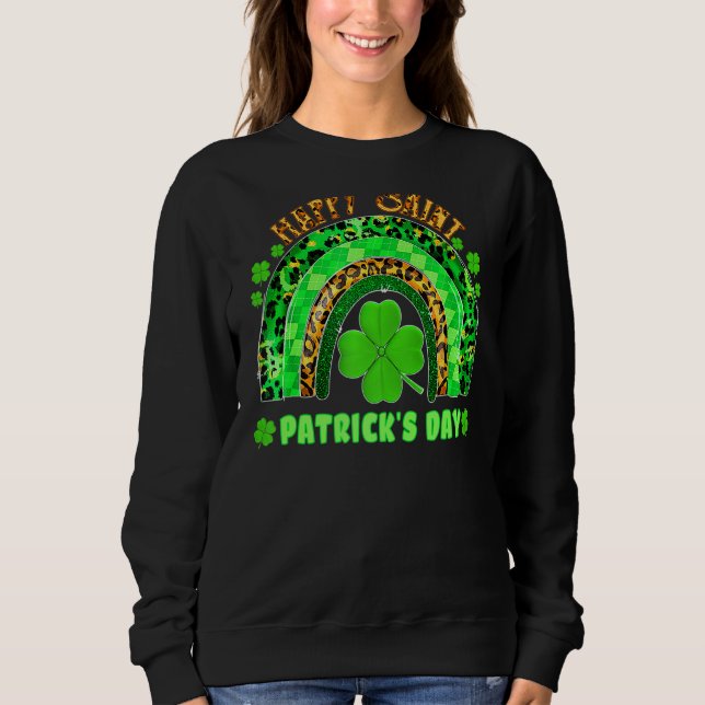 Lucky Rainbow Leopard Patrick Day Funny Green Sham T Shirt (Framsida)