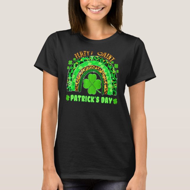 Lucky Rainbow Leopard Patrick Day Funny Green Sham T Shirt (Framsida)