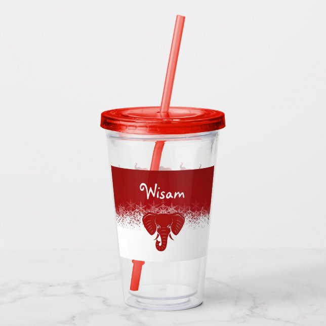 Lucky Red Elephant Acrylic Tumbler Take Away Mugg (Baksida)
