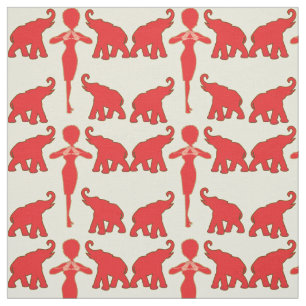 Lucky Red Elephant Tyg