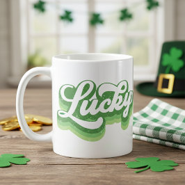 Lucky Retro Grönt och vit St patrick's day Kaffemugg