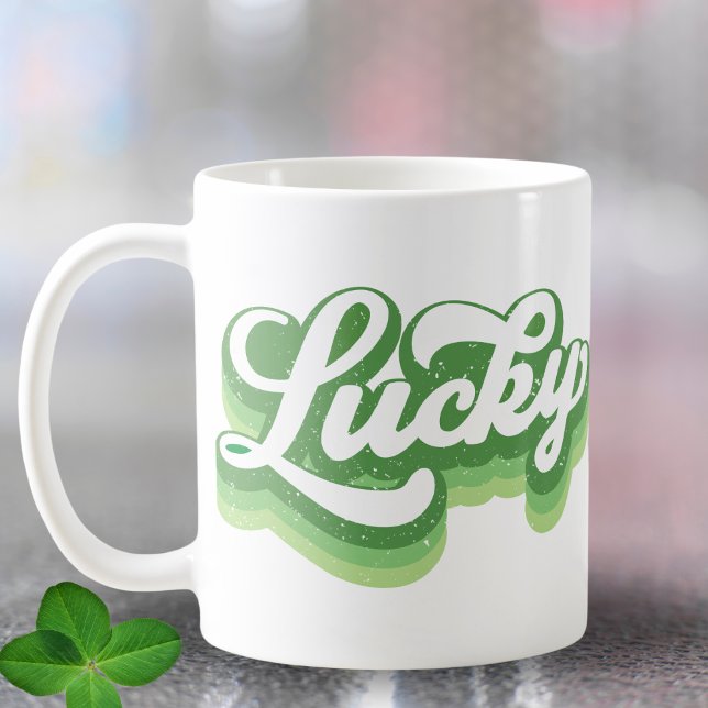 Lucky Retro Grönt och vit St patrick's day Kaffemugg (Lucky Retro Green And White St Patrick's Day Coffee Mug)
