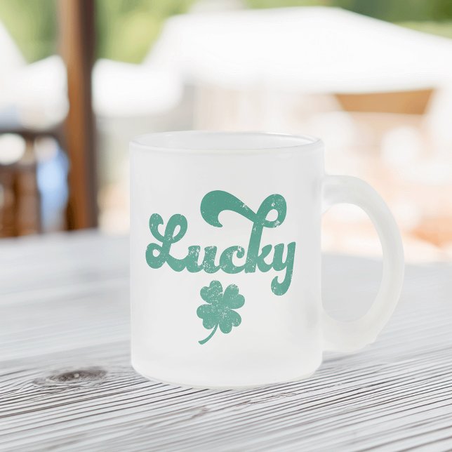 Lucky | Retro-St patrick's day Frostad Glasmugg (Skapare uppladdad)