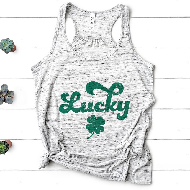 Lucky | Retro-St patrick's day Linne Med Racerback (Skapare uppladdad)