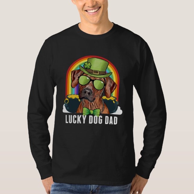 Lucky Rhodesian Ridgeback Dog Dad St Patricks Day T Shirt (Framsida)